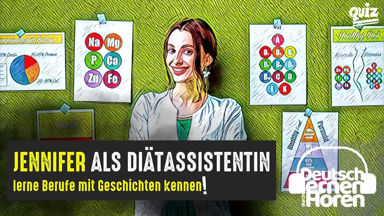 یادگیری آلمانی با داستان کوتاه | جنیفر به‌عنوان متخصص تغذیه
