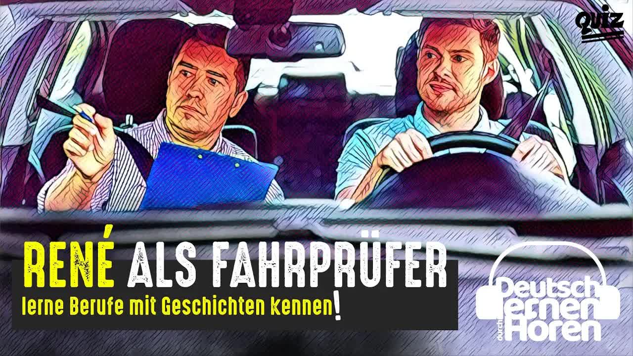 یادگیری آلمانی با داستان کوتاه | رنه به‌عنوان ممتحن رانندگی | سطح A2